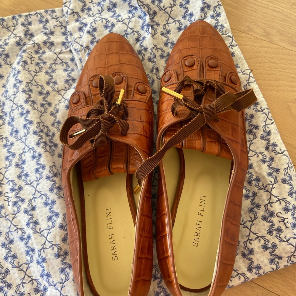 Sarah Flint Michelle Derby in cognac croc size 41.5 - Picture 2 of 4